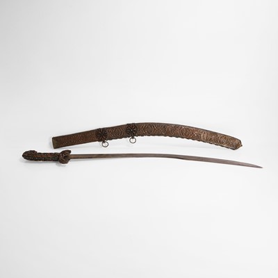 Lot 448 - An Ottoman gold-damascened steel kilij sword