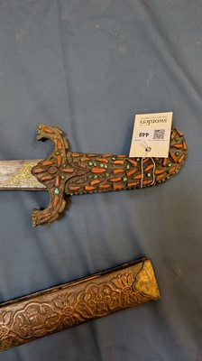 Lot 448 - An Ottoman gold-damascened steel kilij sword