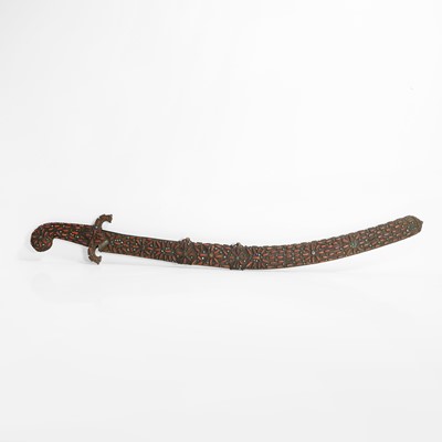 Lot 448 - An Ottoman gold-damascened steel kilij sword