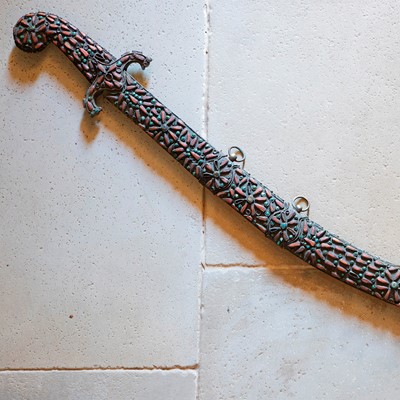 Lot 448 - An Ottoman gold-damascened steel kilij sword