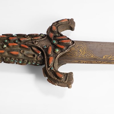 Lot 448 - An Ottoman gold-damascened steel kilij sword