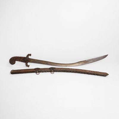 Lot 448 - An Ottoman gold-damascened steel kilij sword