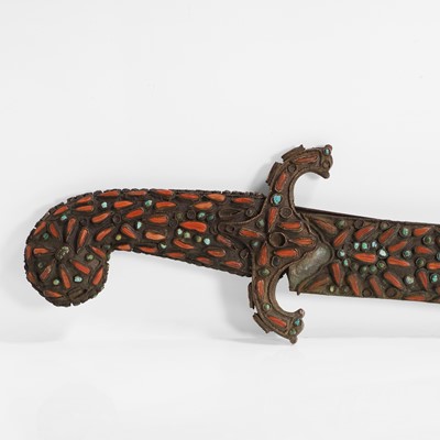 Lot 448 - An Ottoman gold-damascened steel kilij sword