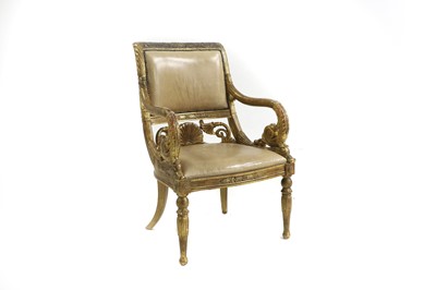 Lot 567 - A carved and giltwood armchair