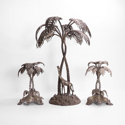 Lot 446 - A large three piece silver plated, centrepiece