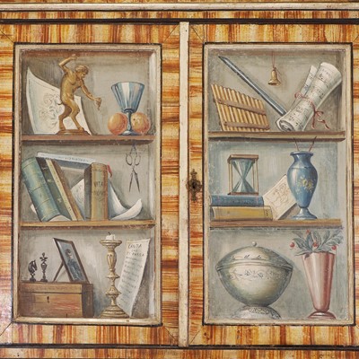 Lot 336 - A large painted tromp l'oeil cabinet