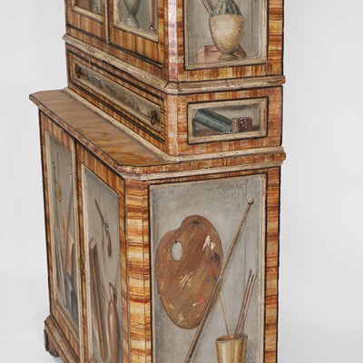 Lot 336 - A large painted tromp l'oeil cabinet