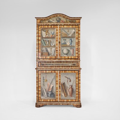 Lot 336 - A large painted tromp l'oeil cabinet
