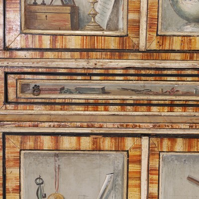 Lot 336 - A large painted tromp l'oeil cabinet