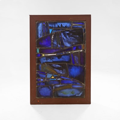Lot 501 - An abstract stained-glass and leaded panel in the manner of John Piper and Patrick Reyntiens