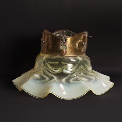 Lot 389 - A brass hanging light in the manner of WAS Benson