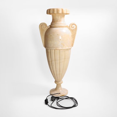 Lot 60 - A large Art Deco carved alabaster lamp