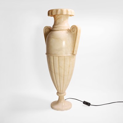 Lot 60 - A large Art Deco carved alabaster lamp