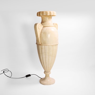 Lot 60 - A large Art Deco carved alabaster lamp