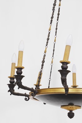 Lot 19 - A Regency gilt-bronze and patinated bronze chandelier