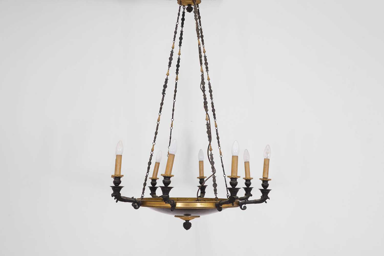 Lot 19 - A Regency gilt-bronze and patinated bronze chandelier