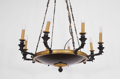 Lot 19 - A Regency gilt-bronze and patinated bronze chandelier
