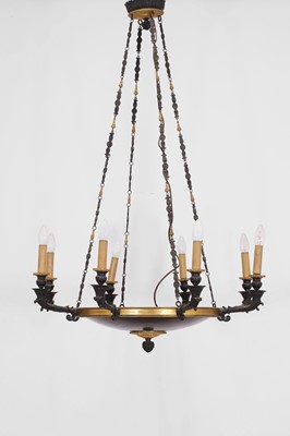 Lot 19 - A Regency gilt-bronze and patinated bronze chandelier