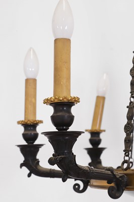 Lot 19 - A Regency gilt-bronze and patinated bronze chandelier