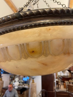 Lot 27 - An alabaster and slivered-metal plafonnier