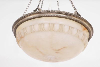 Lot 27 - An alabaster and slivered-metal plafonnier
