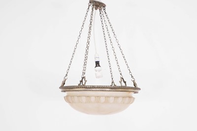 Lot 27 - An alabaster and slivered-metal plafonnier