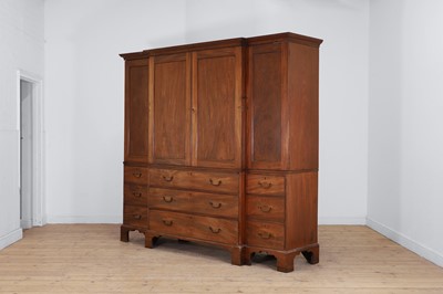 Lot 385 - A George III mahogany breakfront linen press