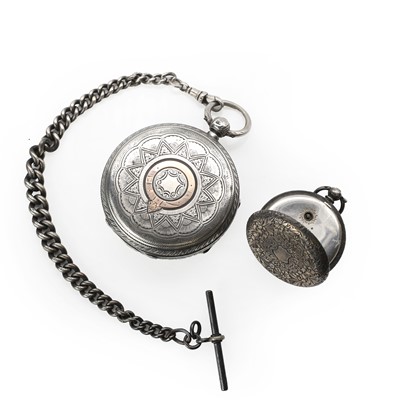 Lot 36 - A gold Trebex mechanical strap watch, a silver pocket watch and a silver fob watch
