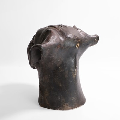 Lot 288 - A painted plaster head of a boxer dog