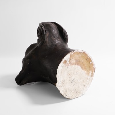 Lot 288 - A painted plaster head of a boxer dog