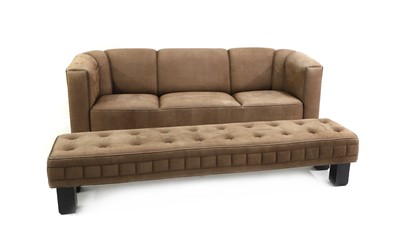 Lot 534 - A pair of leather three seater Hoffmann sofas