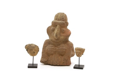 Lot 346 - Two pre-columbian clay head fragments