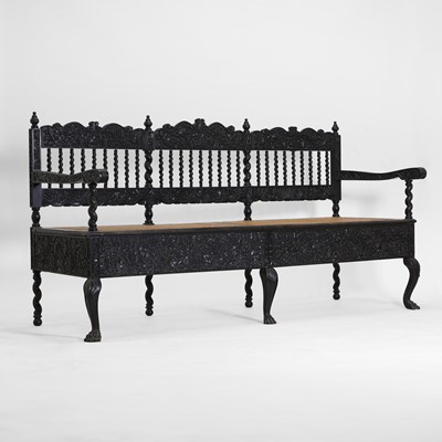 Lot 431 - A coromandel and ebony settee