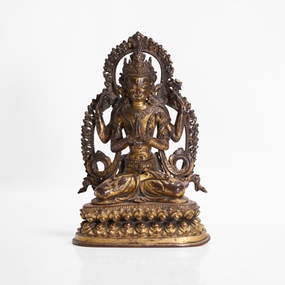 Lot 124 - A gilt-copper bodhisattva