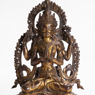 Lot 124 - A gilt-copper bodhisattva