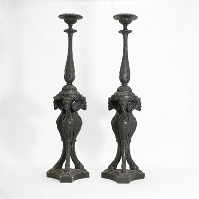 Lot 29 - A pair of painted plaster torchères
