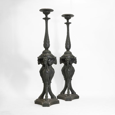 Lot 29 - A pair of painted plaster torchères