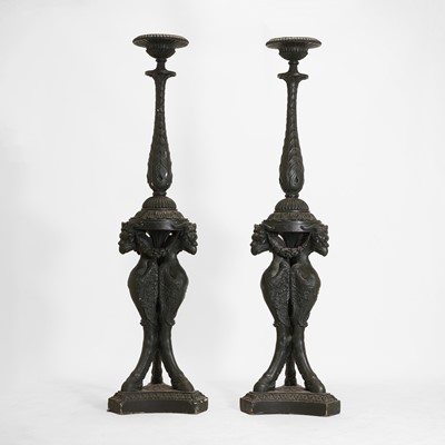 Lot 29 - A pair of painted plaster torchères