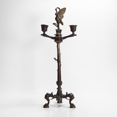 Lot 373 - A Regency cast bronze three-branch candelabra