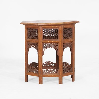 Lot 432 - A hardwood, copper and brass-inlaid occasional table