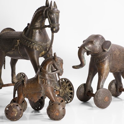 Lot 251 - A brass alloy temple horse