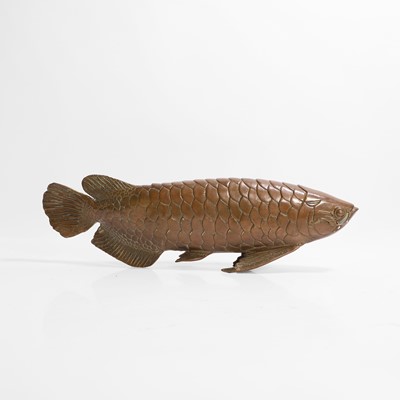 Lot 483 - A cast bronze carp