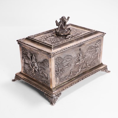 Lot 441 - A white-metal jewellery casket