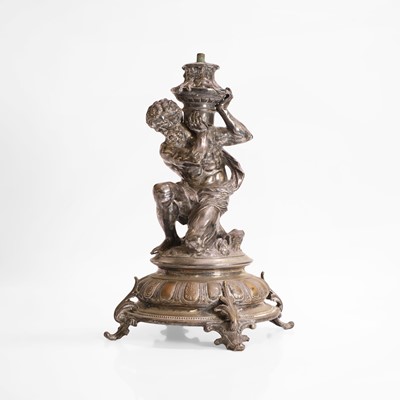 Lot 447 - A silver-plated cast figure of Atlas