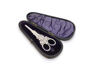 Lot 42 - A pair of silver grape scissors