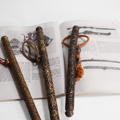 Lot 426 - Three gilt-iron pen cases