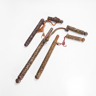 Lot 426 - Three gilt-iron pen cases
