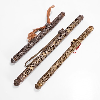 Lot 426 - Three gilt-iron pen cases