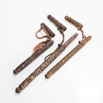 Lot 426 - Three gilt-iron pen cases