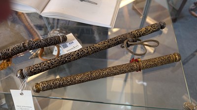 Lot 426 - Three gilt-iron pen cases